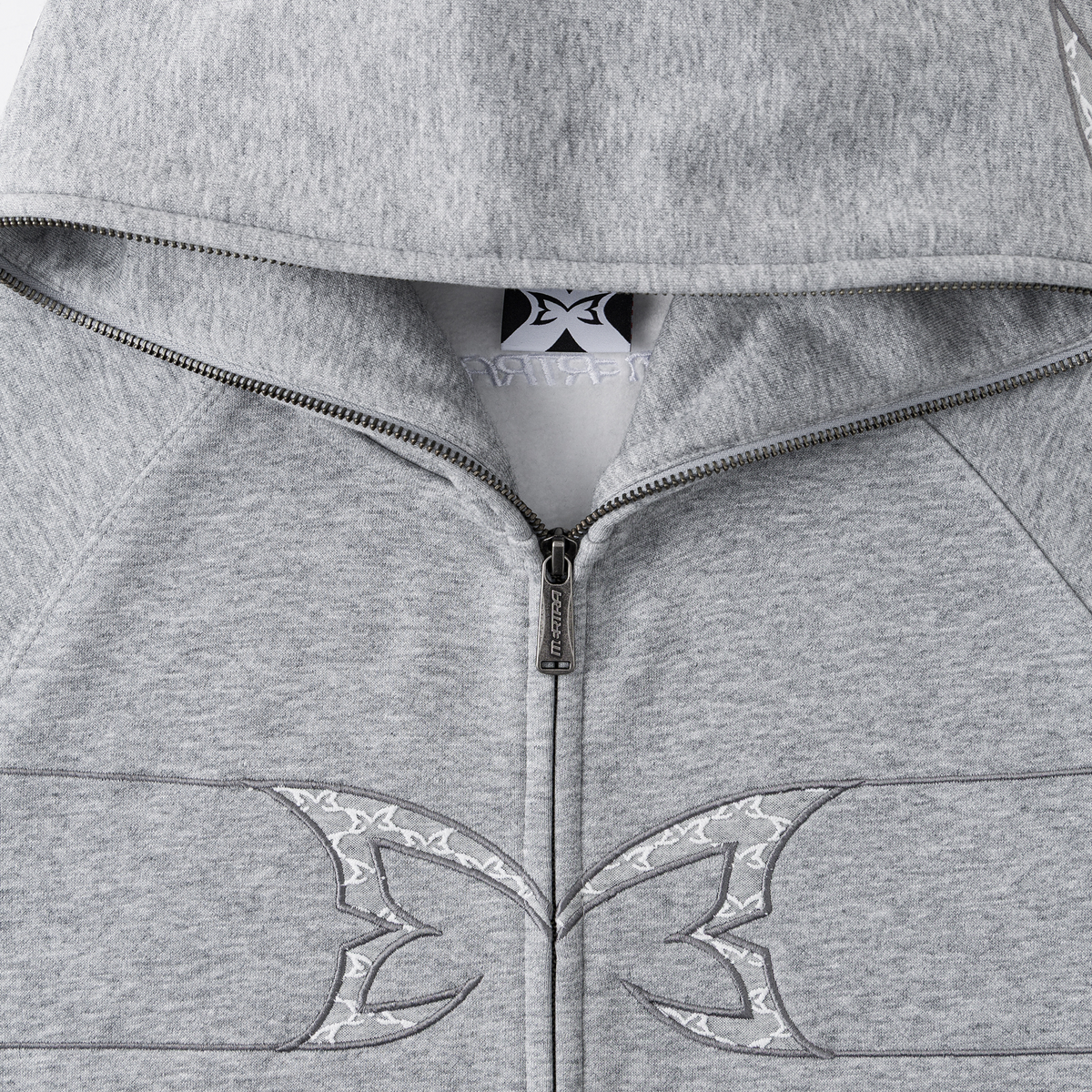 Webbed Lace Full Zip Hood (Grey)