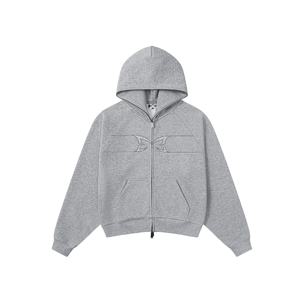 Webbed Lace Full Zip Hood (Grey)