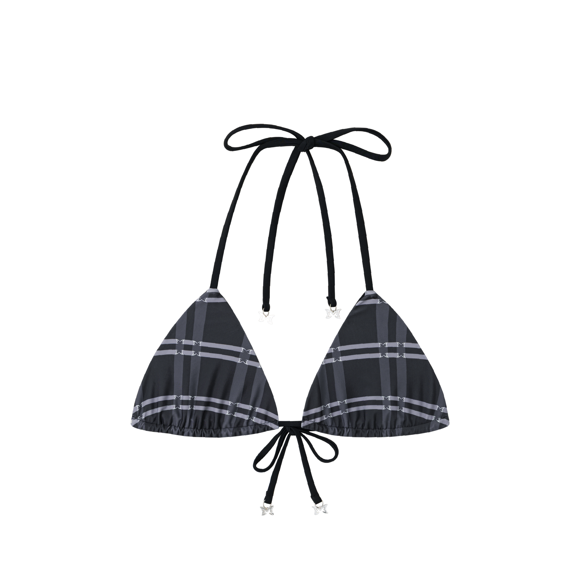 Merva Check Bikini Top (Black)