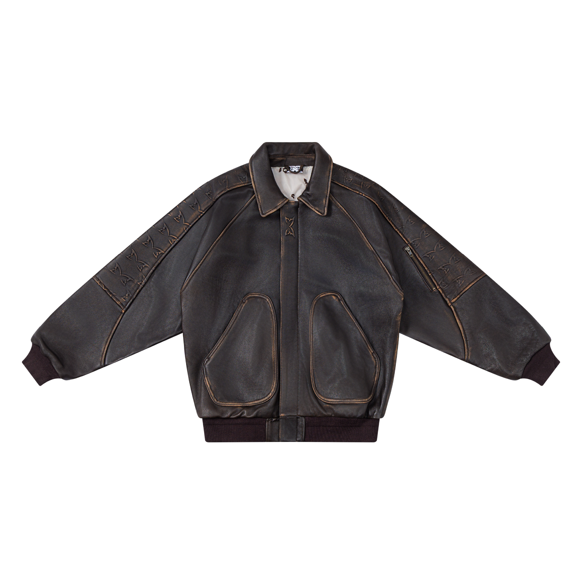 Aged Leather Jacket (Brown)