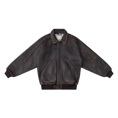 Aged Leather Jacket (Brown)