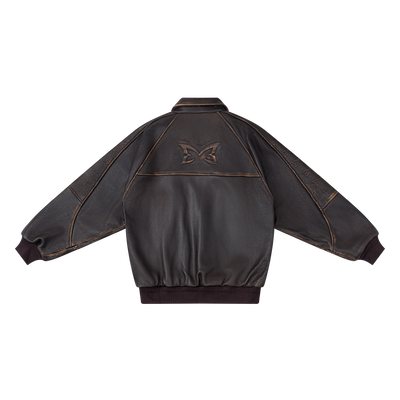 Aged Leather Jacket (Brown)