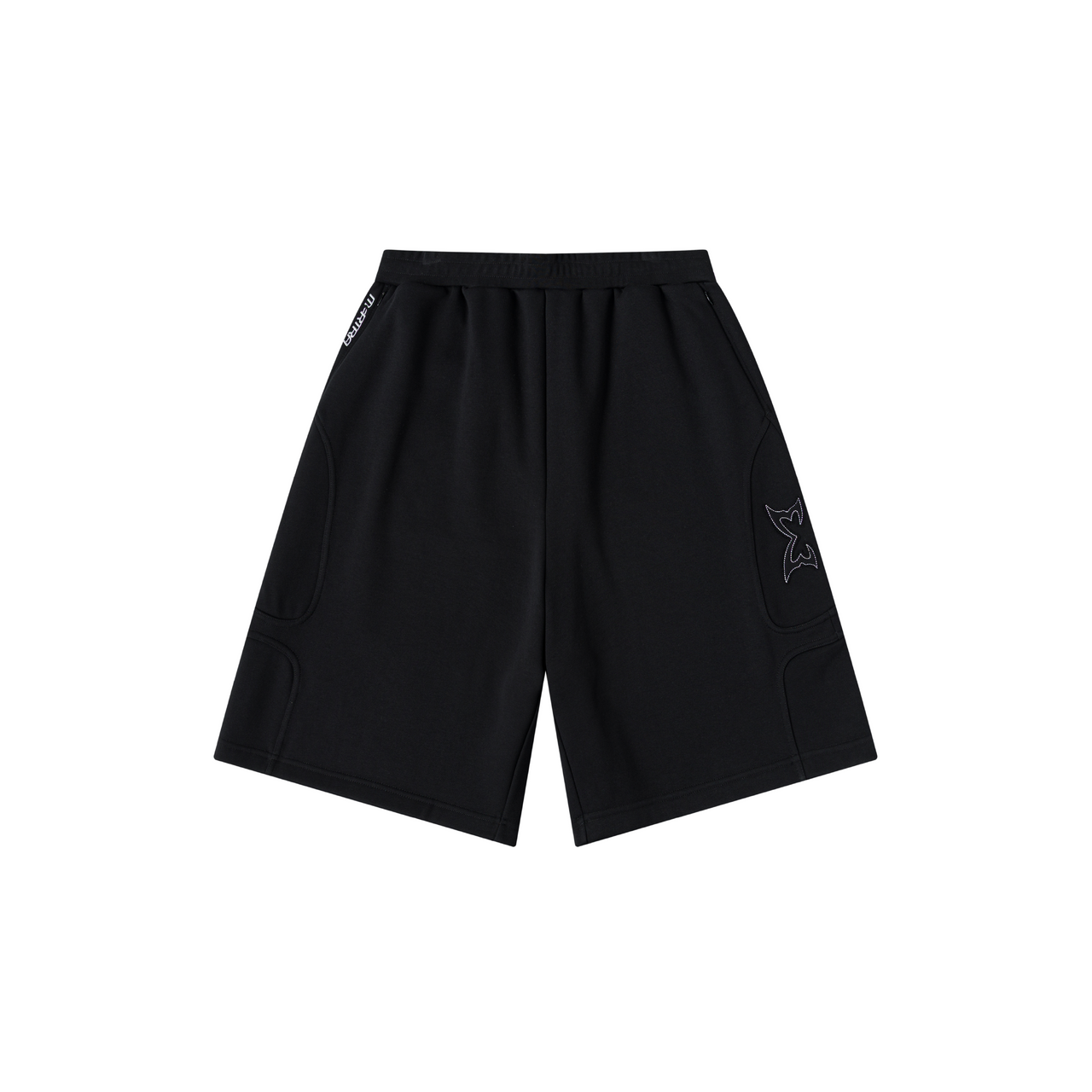 Split Panel Tracksuit Shorts (Black)