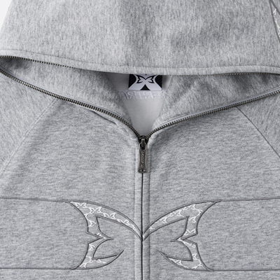 Webbed Lace Full Zip Hood (Grey)
