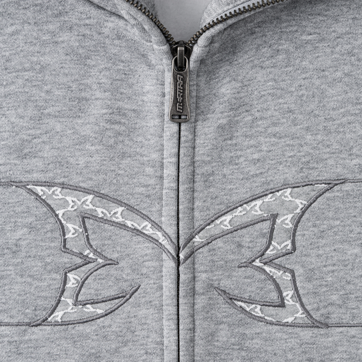 Webbed Lace Full Zip Hood (Grey)