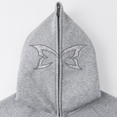 Webbed Lace Full Zip Hood (Grey)