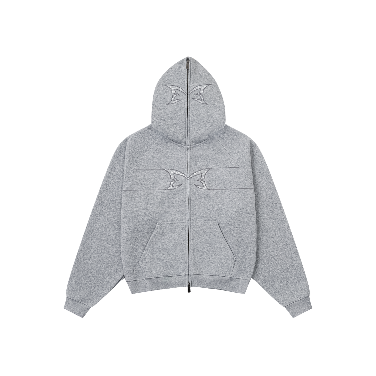 Webbed Lace Full Zip Hood (Grey)