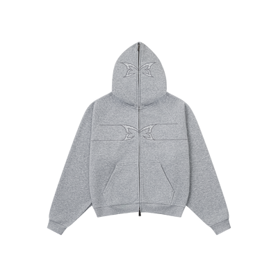 Webbed Lace Full Zip Hood (Grey)