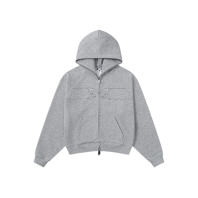 Webbed Lace Full Zip Hood (Grey)